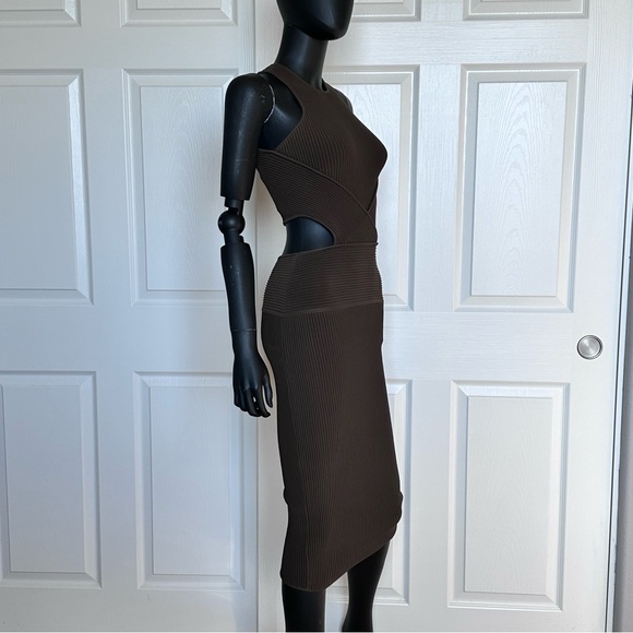 NWT Ronny Kobo Megan Rib Knit Cutout  Midi Bodycon Dress  Stretch  XS Sa… - Picture 11 of 14